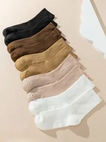 5雙素色中筒襪 - 彩色 - 查看 1