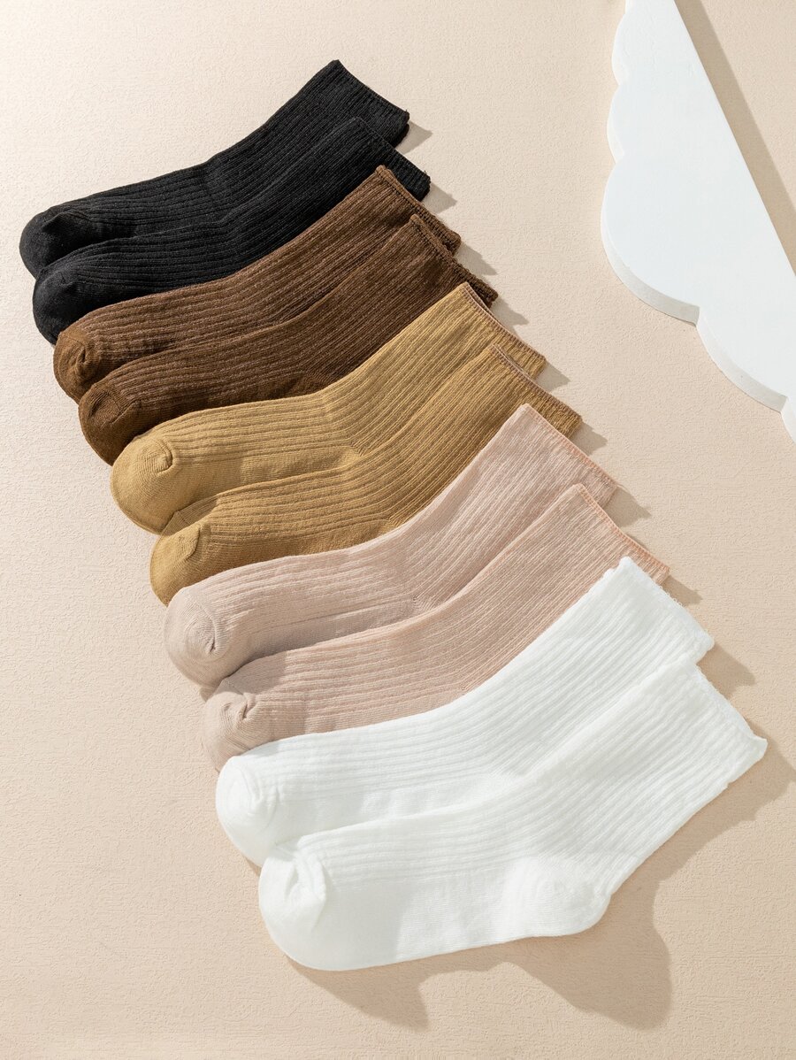 5雙素色中筒襪 - 彩色 - 查看 1