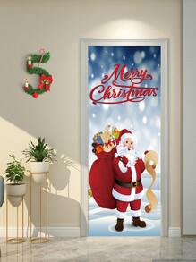 Christmas Santa Claus Pattern Door Sticker - Multicolor - View 3