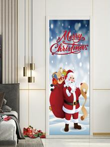 Christmas Santa Claus Pattern Door Sticker - Multicolor - View 4