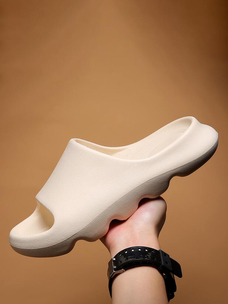 男士極簡風格單帶拖鞋 - 米色 - 查看 2