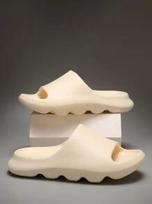 男士極簡風格單帶拖鞋 - 米色 - 查看 4