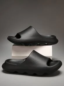 Men Minimalist Single Band Slides - Black - View 1