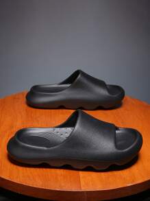 Men Minimalist Single Band Slides - Black - View 5