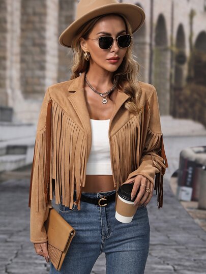 Fringe Open Front Cropped Jacket main image 0
