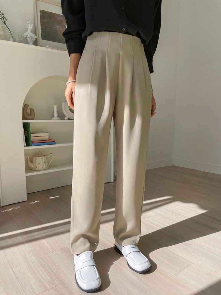 DAZY Casual Solid Color Tapered Leg Pants Women Dress Pants - Khaki - View 6