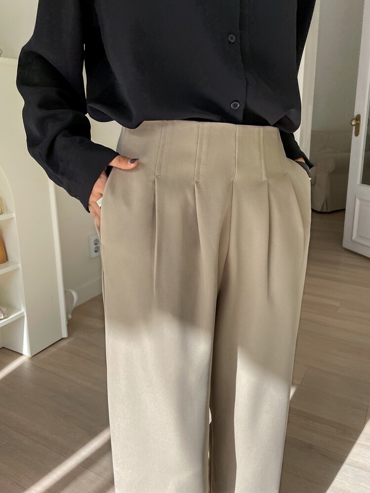 DAZY Casual Solid Color Tapered Leg Pants Women Dress Pants - Khaki - View 8