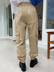 DAZY Quần nữ Túi màu trơn Giải trí - Màu Khaki - Xem 8