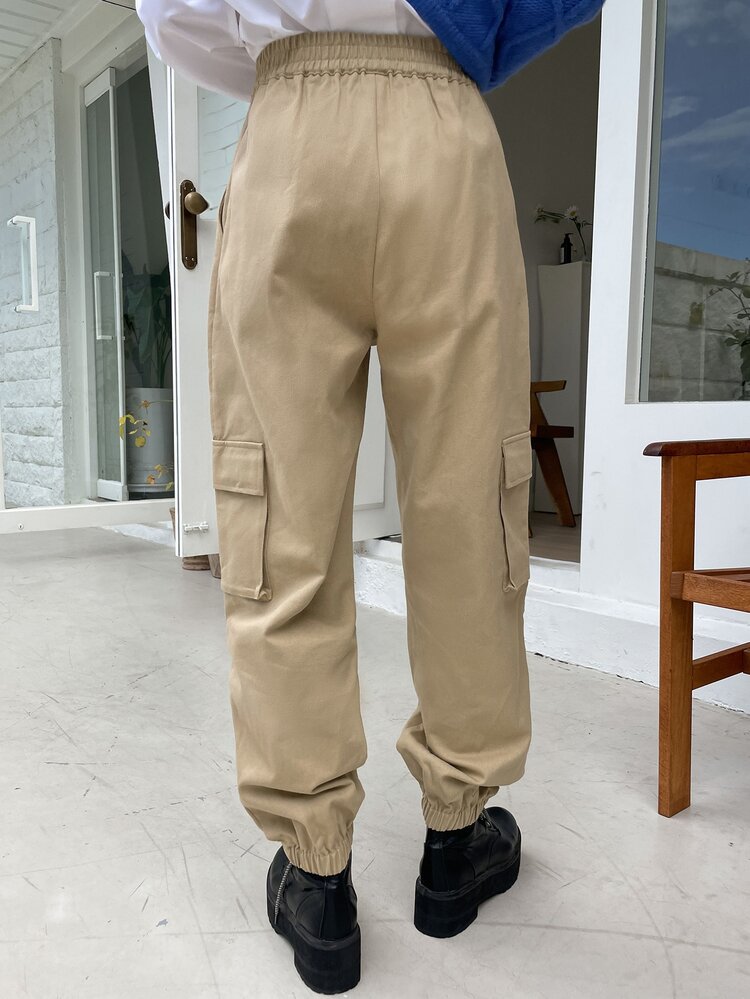 DAZY Quần nữ Túi màu trơn Giải trí - Màu Khaki - Xem 8