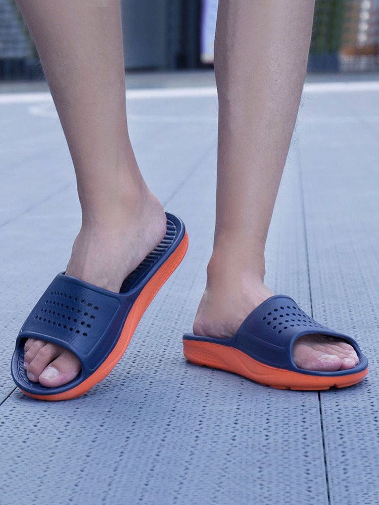 男士鏤空單帶浴室拖鞋 - 藏蓝色 - 查看 2
