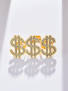 水鑽美元裝飾連體戒指 - 金黃色 - 查看 3