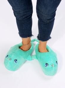 Cartoon Whale Design Novelty Slippers - Mint Green - View 1