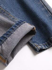 Hombres Jeans desgarro de dos tonos - Azul lavado medio - Ver 4