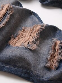 Hombres Jeans desgarro de dos tonos - Azul lavado medio - Ver 5