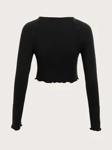 SHEIN ICON Sweetheart Neck Ruched Asymmetrical Hem Tee - Black - View 2