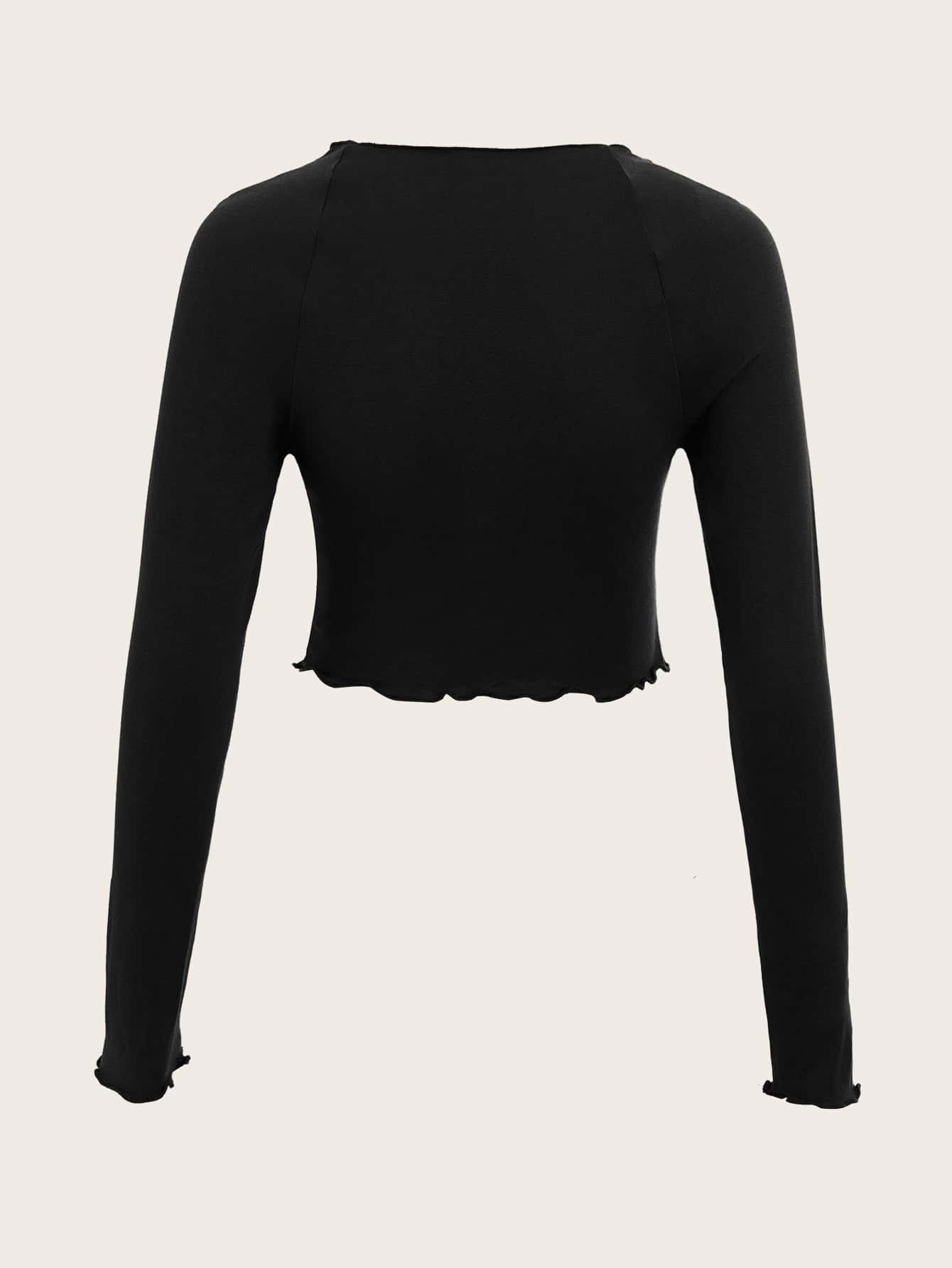 SHEIN ICON Sweetheart Neck Ruched Asymmetrical Hem Tee - Black - View 2