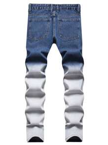 Men Two Tone Ripped Skinny Jeans - Medium Wash - View 2