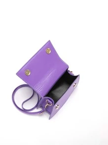 簡約純色小型肩背包,特色多功能手提盤擔包,女士零錢迷你水鬼折口方包,防水,輕巧,商務休閒迷你折口方包適合青少女、女大學生、新手和白領工作者在辦公室、大學、工作、商務和上下班使用 - 紫色 - 查看 5