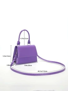 簡約純色小型肩背包,特色多功能手提盤擔包,女士零錢迷你水鬼折口方包,防水,輕巧,商務休閒迷你折口方包適合青少女、女大學生、新手和白領工作者在辦公室、大學、工作、商務和上下班使用 - 紫色 - 查看 8