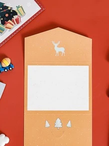 4pcs Christmas Cartoon Graphic Random Greeting Card - Multicolor - View 2