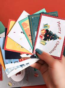 4pcs Christmas Cartoon Graphic Random Greeting Card - Multicolor - View 6