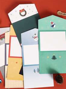 4pcs Christmas Cartoon Graphic Random Greeting Card - Multicolor - View 7