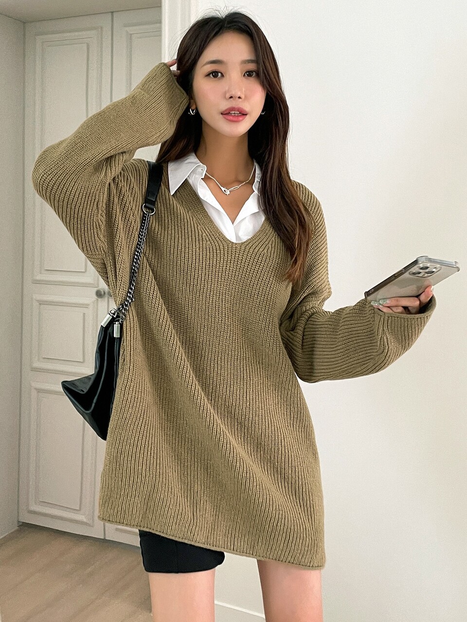 Drop Shoulder Ribbed Knit Sweater