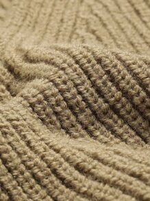 DAZY Drop Shoulder Ribbed Knit Jumper - Khaki - View 3