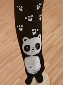 小女童卡通圖案緊身打底褲 - 黑色 - 查看 3