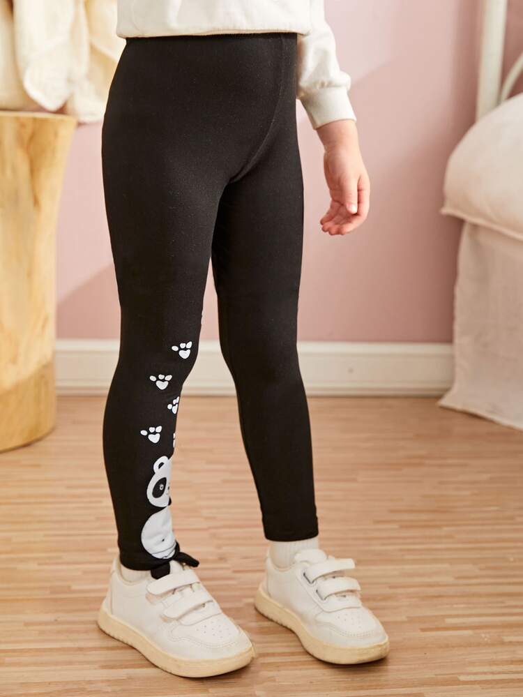 小女童卡通圖案緊身打底褲 - 黑色 - 查看 4