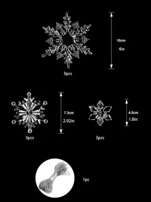9 piezas Colgante de pared transparente copo de nieve & 1 pieza Cuerda - transparente - Ver 4