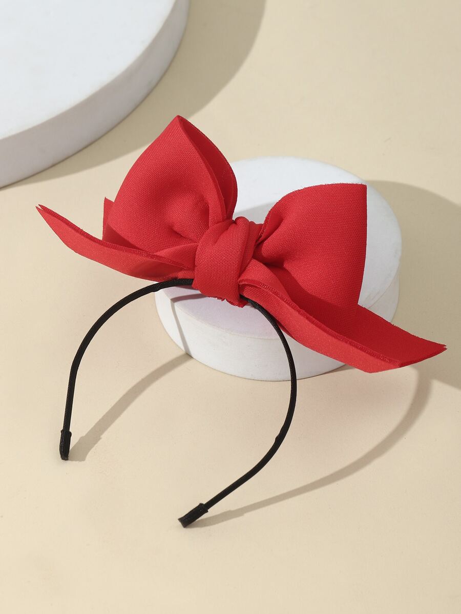 Bow Decor Pet Headband - Red - View 1