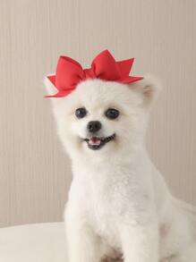 Bow Decor Pet Headband - Red - View 2