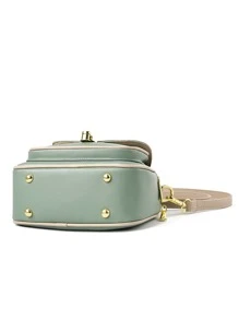Mini Dome Bag Contrast Binding Metal Decor - Green - View 5