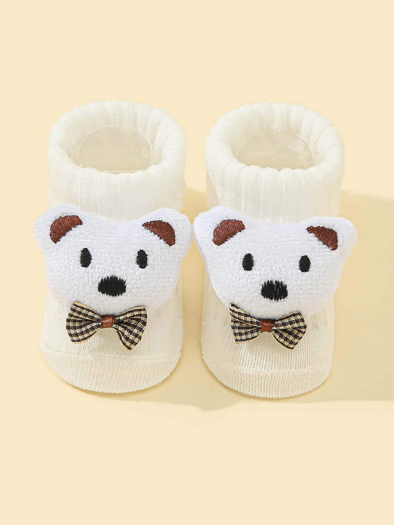 Bebé 1 par Calcetines con diseño de oso - Blanco - Ver 1