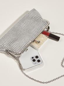 迷人閃閃發光，亮片，奢華，閃亮水鑽裝飾吻鎖鏈晚宴包，適合派對女孩、女士、新娘，非常適合派對、婚禮、舞會、晚餐/宴會、雞尾酒會