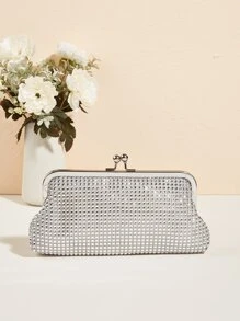 迷人閃閃發光，亮片，奢華，閃亮水鑽裝飾吻鎖鏈晚宴包，適合派對女孩、女士、新娘，非常適合派對、婚禮、舞會、晚餐/宴會、雞尾酒會