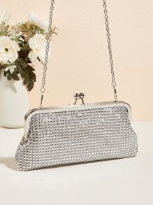 迷人閃閃發光，亮片，奢華，閃亮水鑽裝飾吻鎖鏈晚宴包，適合派對女孩、女士、新娘，非常適合派對、婚禮、舞會、晚餐/宴會、雞尾酒會