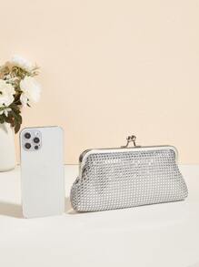 迷人閃閃發光，亮片，奢華，閃亮水鑽裝飾吻鎖鏈晚宴包，適合派對女孩、女士、新娘，非常適合派對、婚禮、舞會、晚餐/宴會、雞尾酒會