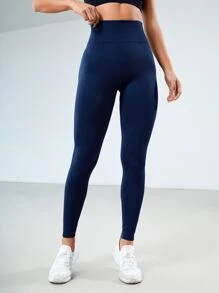 Easithlete 訓練緊身褲無縫高彈力收復運動緊身褲 - 藏蓝色 - 查看 4