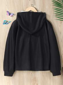 Tween Girl Butterfly & Fire Print Sweatshirt - Black - View 2