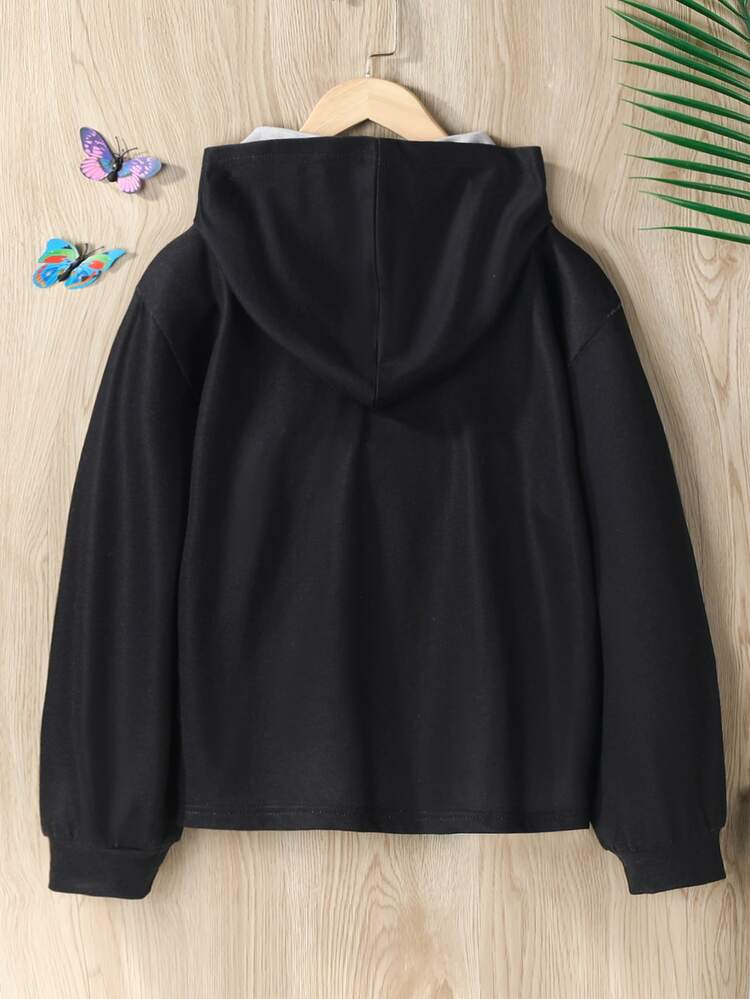 少女蝴蝶火焰印花卫衣 - 黑色 - 查看 2