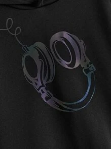 SHEIN Tween Boy Reflective Graphic Print Sweatshirt - Black - View 5