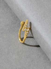 Dellgoo 簡約時尚水鑽閃電裝飾鼻夾無需穿孔假夾適合女士和女孩 - 金黃色 - 查看 3