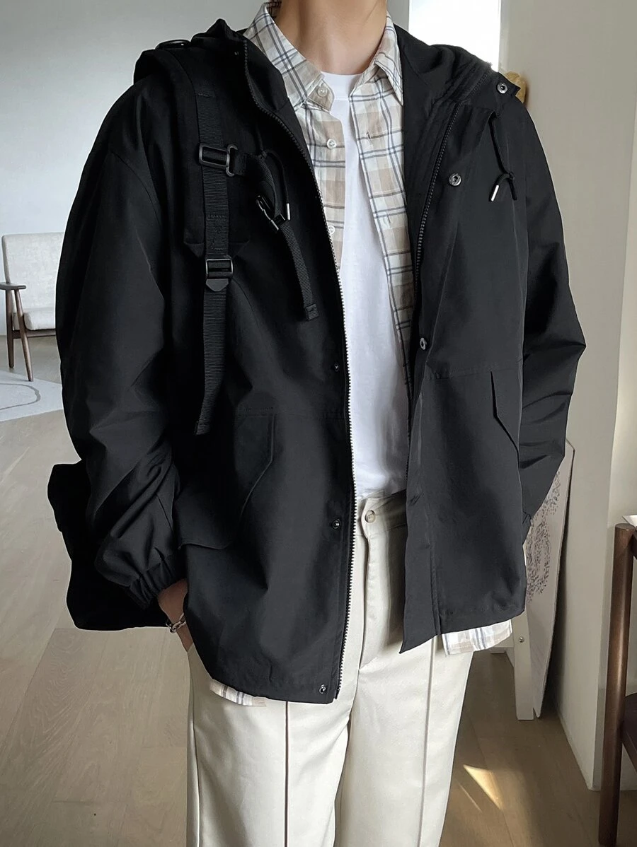 DAZY Hombres Abrigo con capucha con cordón