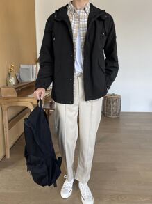 DAZY Hombres Abrigo con capucha con cordón