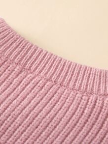 Toddler Girls Striped Pattern Statement Collar Flounce Sleeve Jumper - Pink - View 3