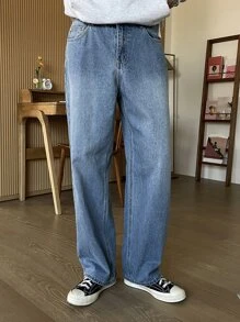 DAZY Men Cotton Washed Straight Leg Jeans - Light Wash - View 1