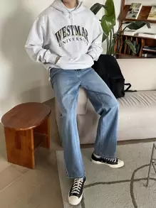 DAZY Men Cotton Washed Straight Leg Jeans - Light Wash - View 3