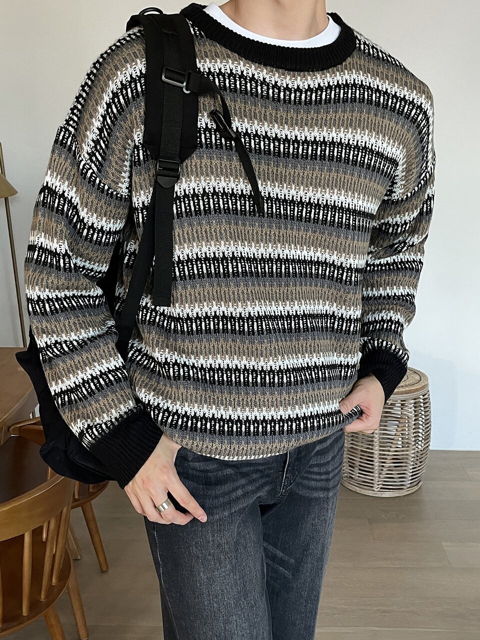 Men Geo Pattern Drop Shoulder Sweater Fall,Winter